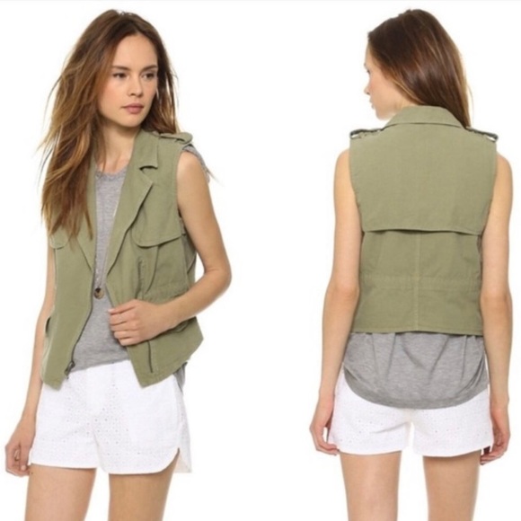 Madewell Women’s Safari Asymmetric Zip Cargo Vest, Olive Green Size Medium - Picture 2 of 12